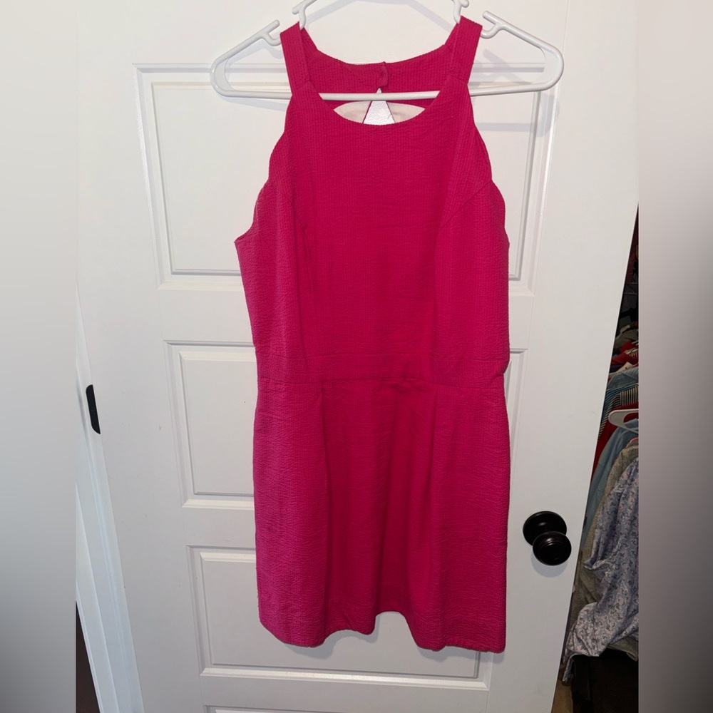 Lauren James pink dress with keyhole back and pockets size medium